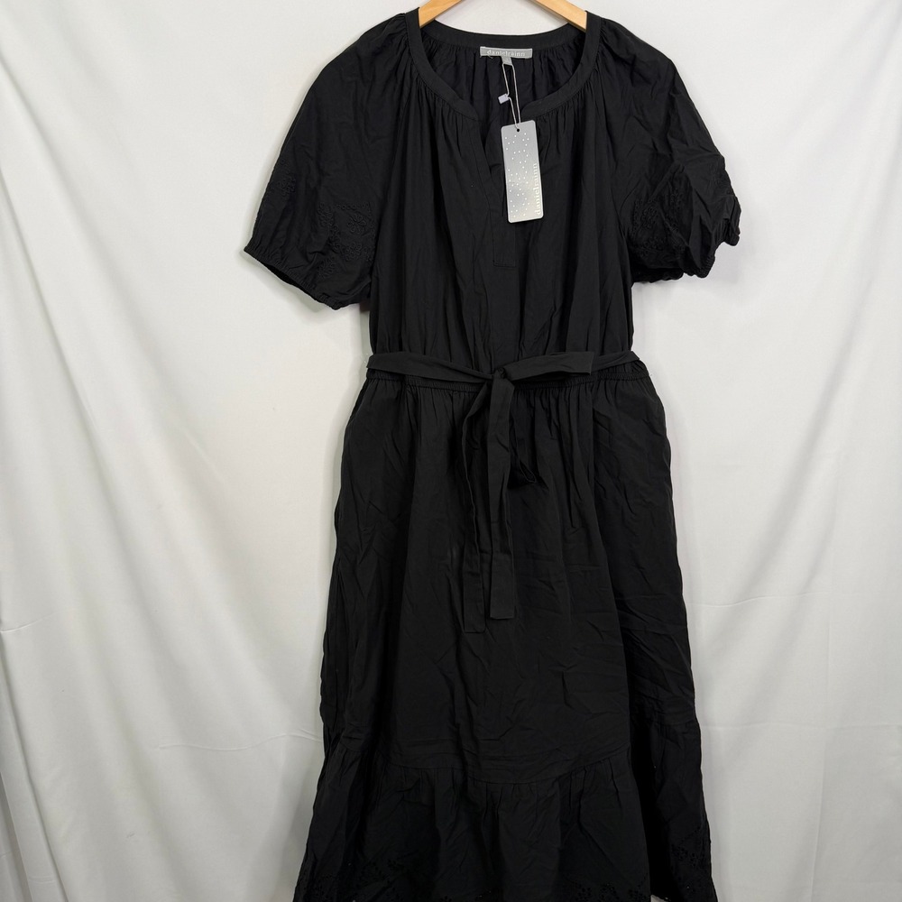 Daniel Rainn Puff Sleeve Maxi Dress Black Eyelet Cotton 1X NWT - Picture 8 of 9